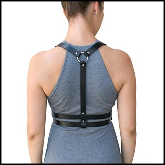 Punk Leather Harness Belt Adjustable Waist Cincher Goth Y2K Rave Wear